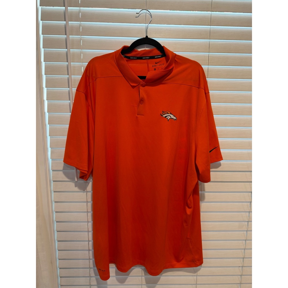 Nike Golf Denver Broncos Polo Shirt Mens‎ 3XL Orange Dri-FIT Short Sleeve NFL